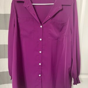 Women's Purple Button-Up Blouse